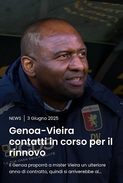 Genoa-Vieira contatti in corso per il rinnovo